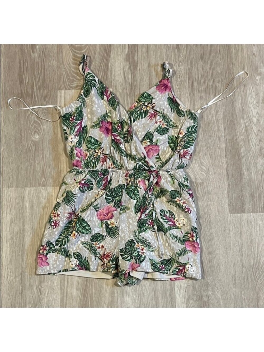 One Clothing Floral Print Women's Romper - Green and Pink